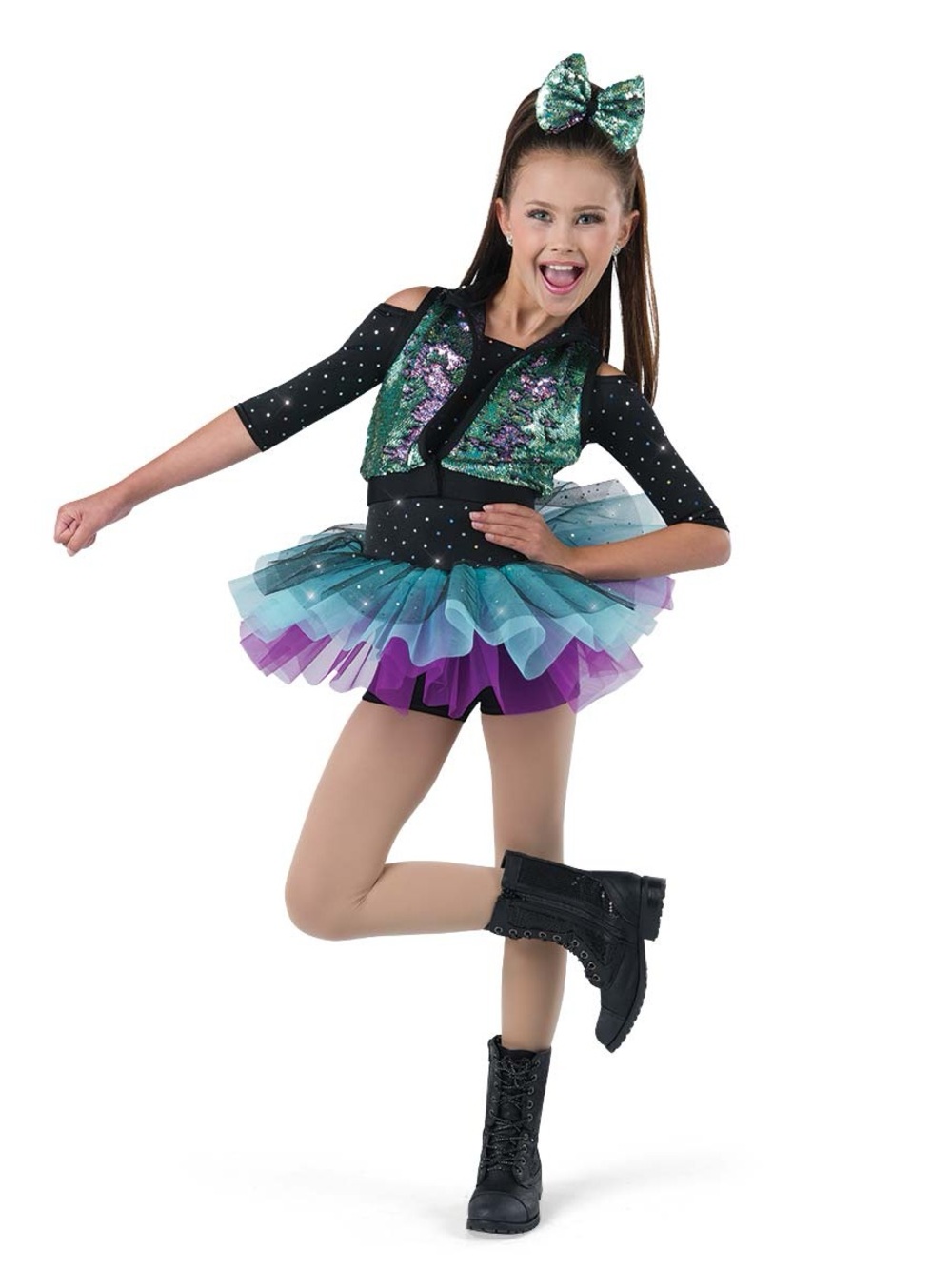 A Wish Come True DJ Fresh Costume - Teal & Purple Sequin Tutu Dance Costume - SC